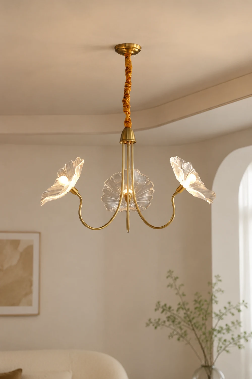 Modern Lotus Leaf Glass Living Room Chandelier - Lumpaz