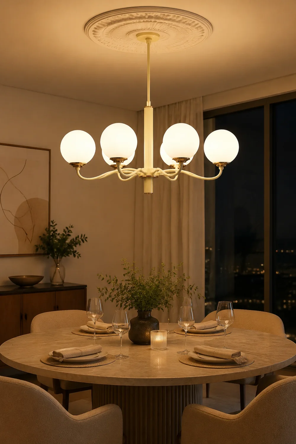 Vinatge White Bubble Globe Chandelier - Lumpaz