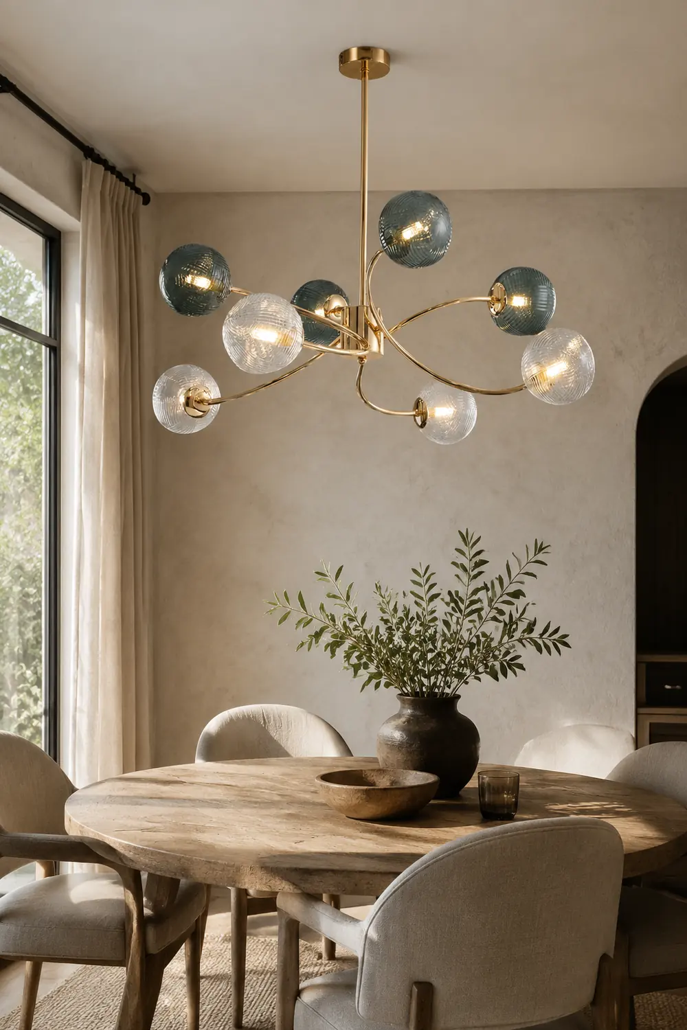 Modern Iron Glass Gold LED Pendant Farmhouse Ceiling Light - Lumpaz