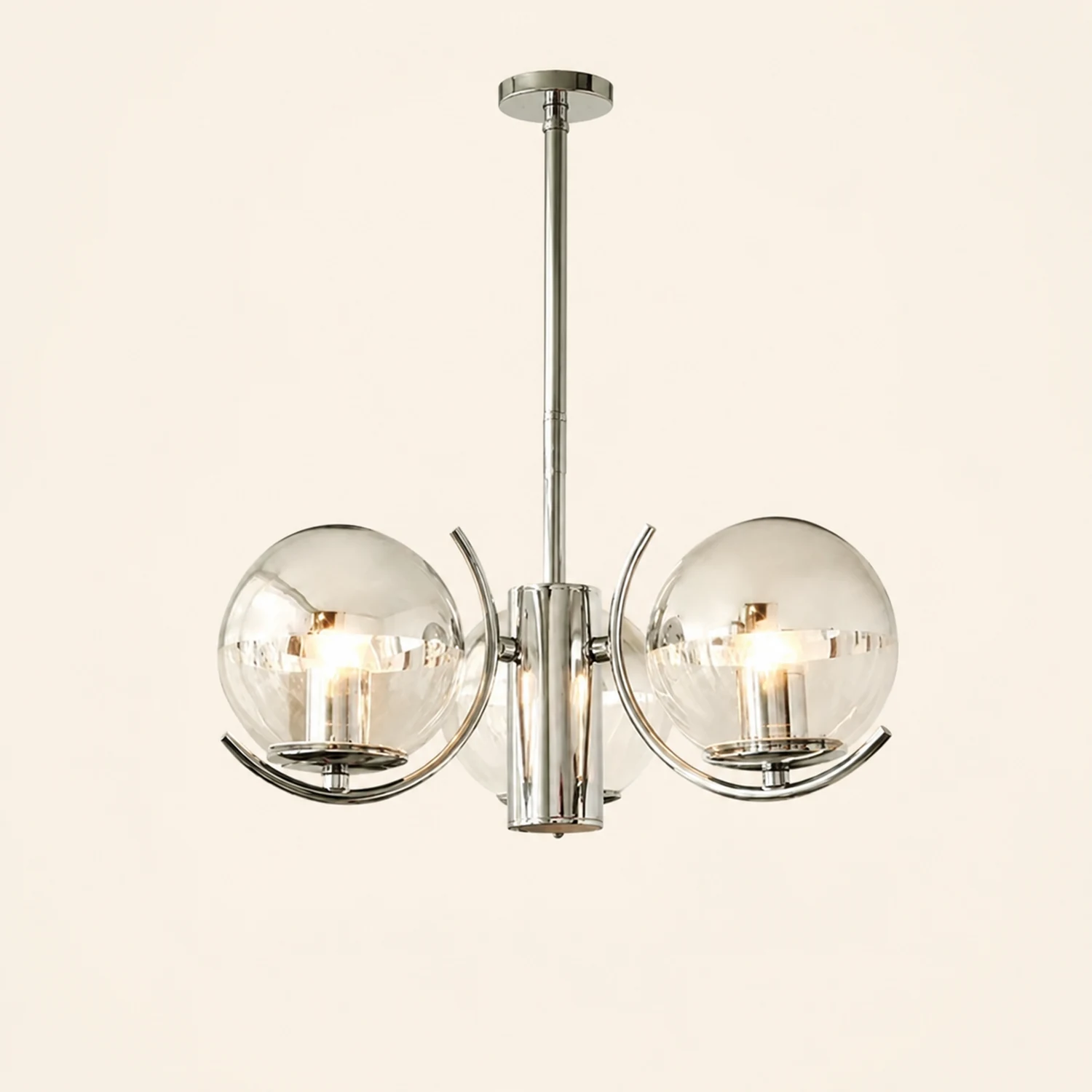 Modern Silver Glass Space Ball Chandelier - Lumpaz