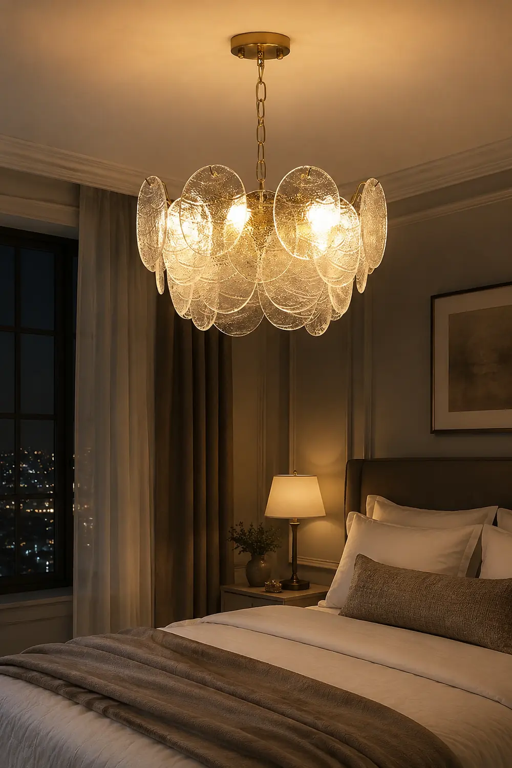 Glass Disc Pendant Light Large Ice Glass Chandelier - Lumpaz