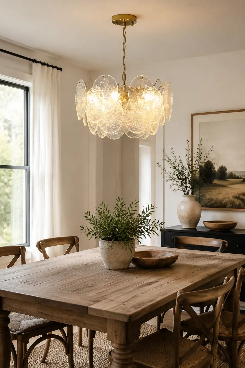 Glass Disc Pendant Light Large Ice Glass Chandelier - Lumpaz
