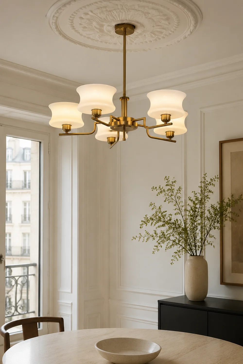 Nordic Belue Brass Glass Chandelier For Dining Room - Lumpaz
