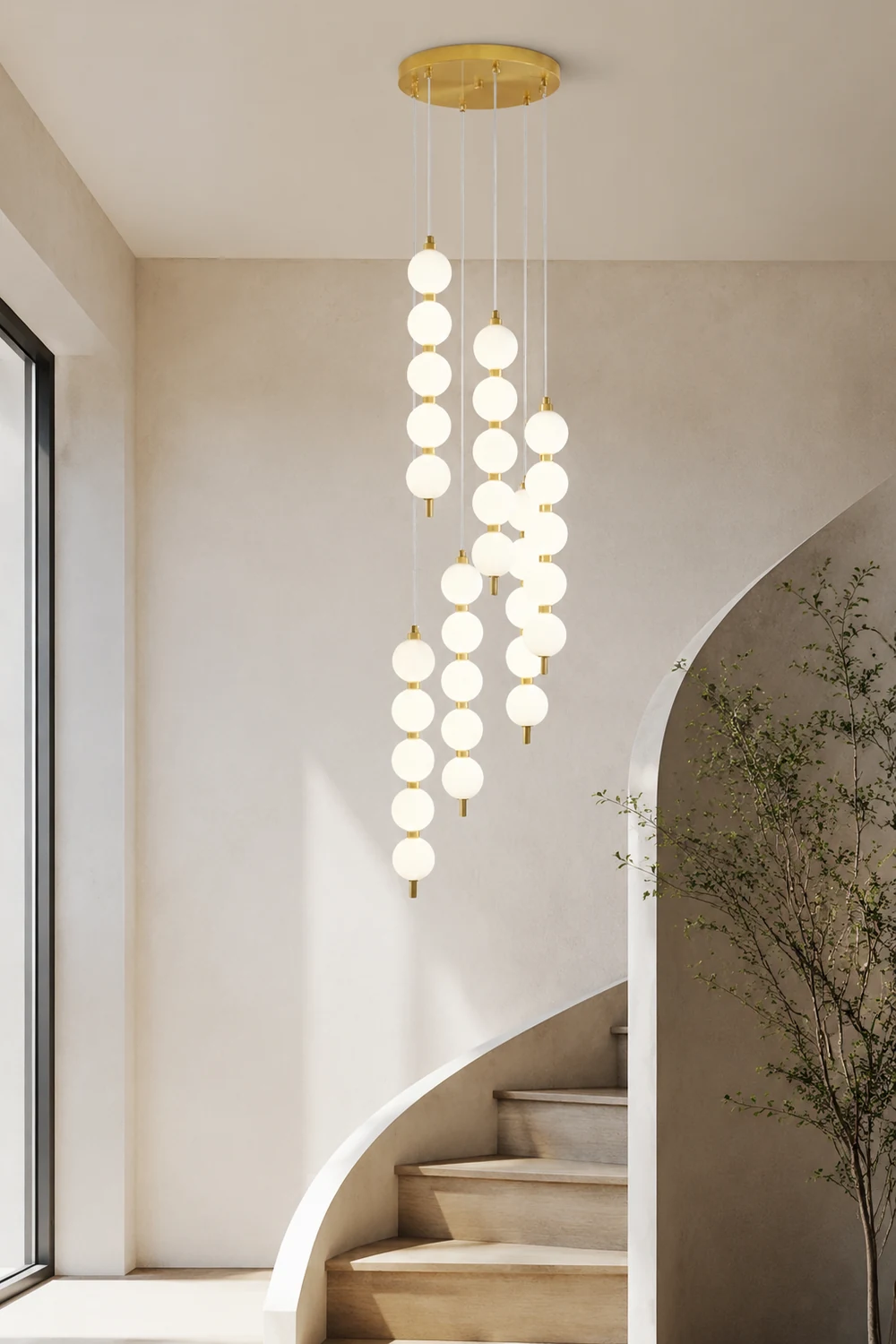 Contemporary LED White Ball Pendant Light - Lumpaz