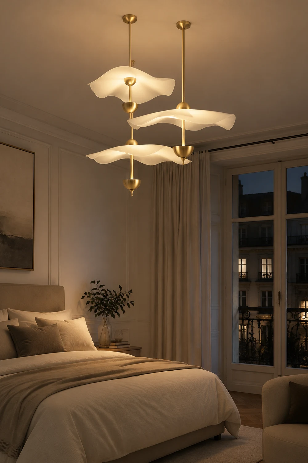 Art Deco Gold Metal Lotus Led Light Fixtures Chandeliers - Lumpaz