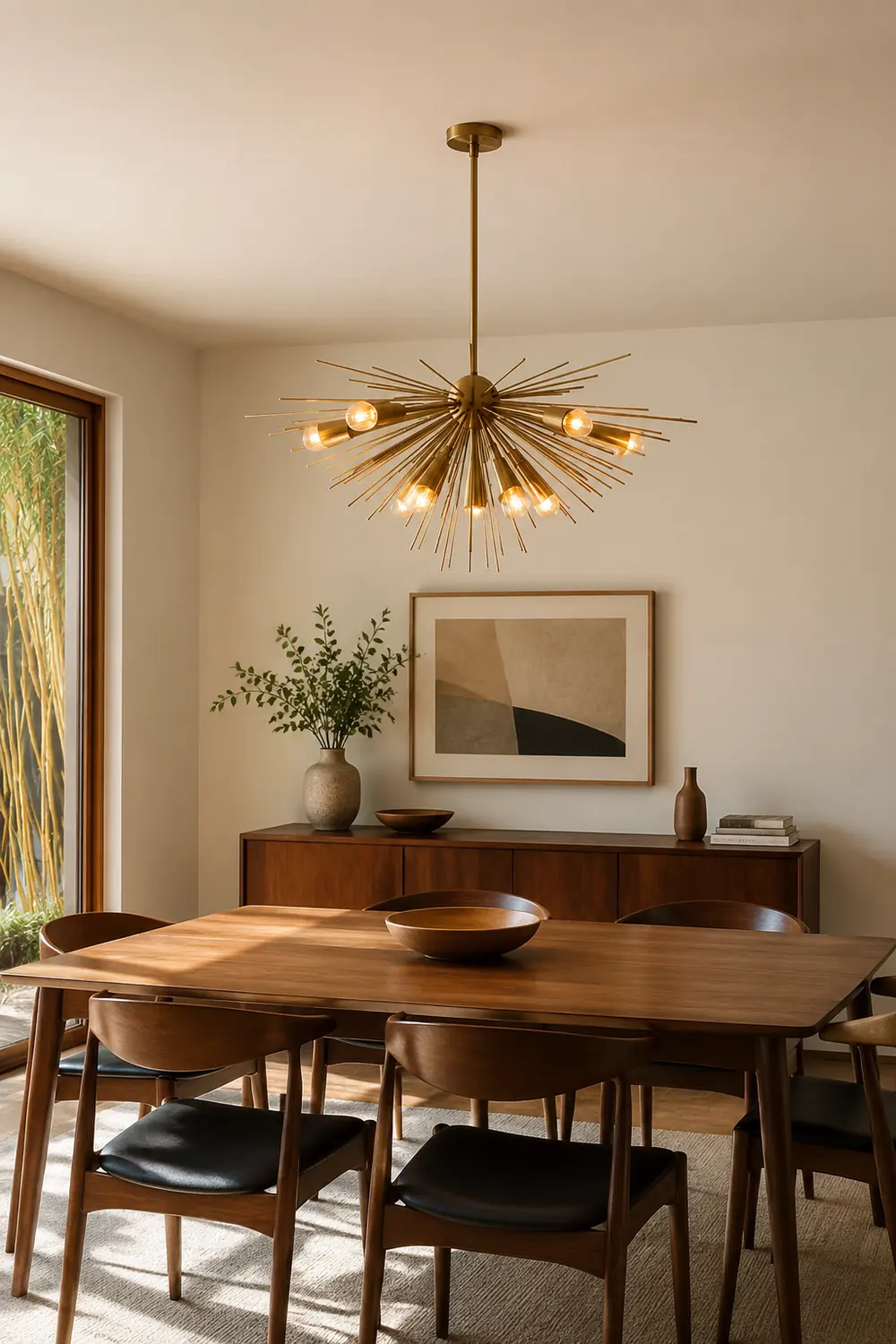 Mid-Century Modernist Brass Chandelier For Living Room - Lumpaz