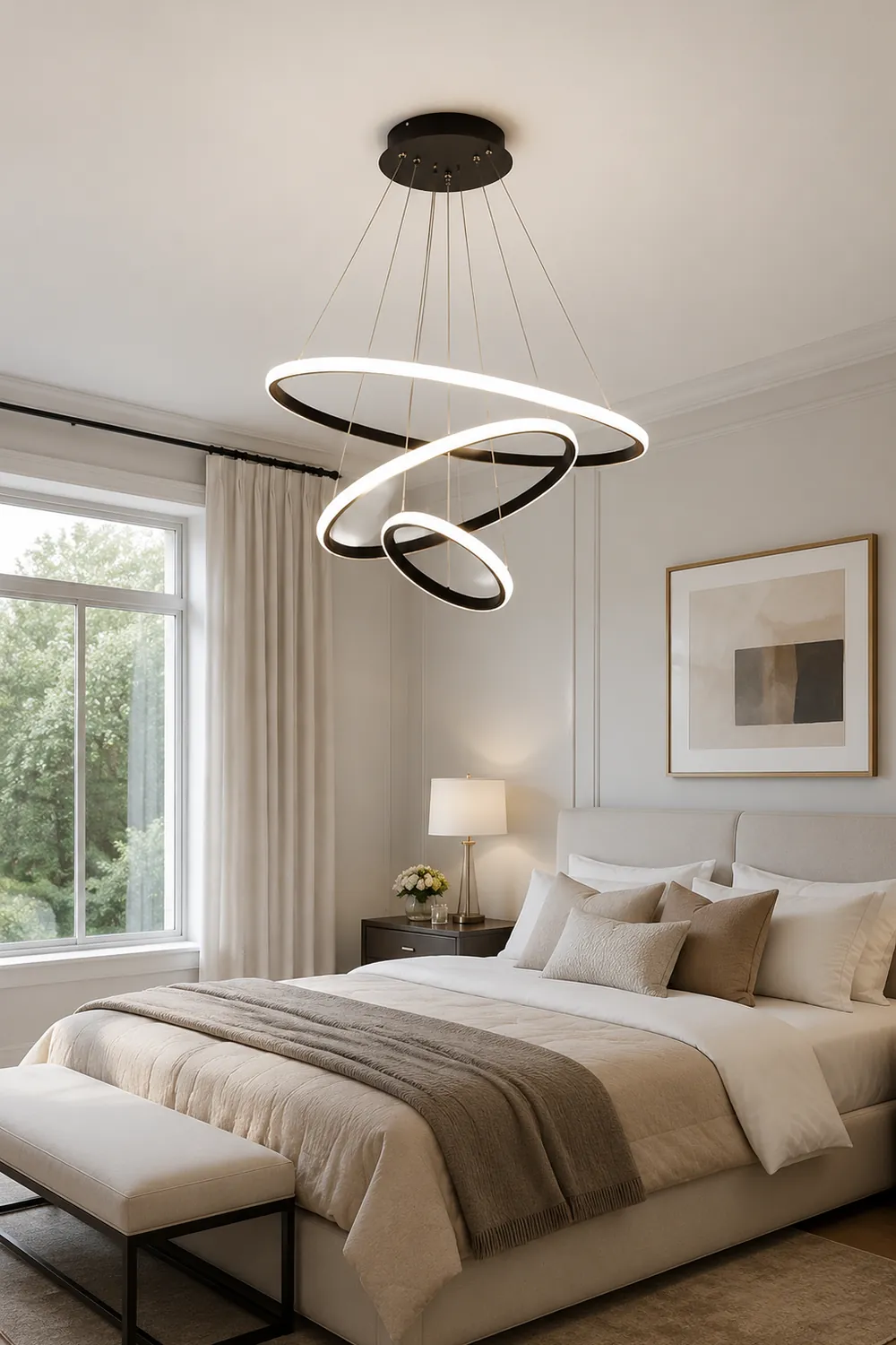 LED Ring Pendant Light Suspended Hanging Ring Chandelier - Lumpaz