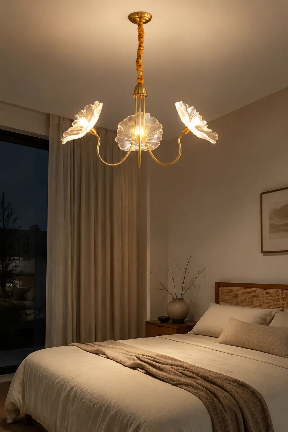 Modern Lotus Leaf Glass Living Room Chandelier - Lumpaz