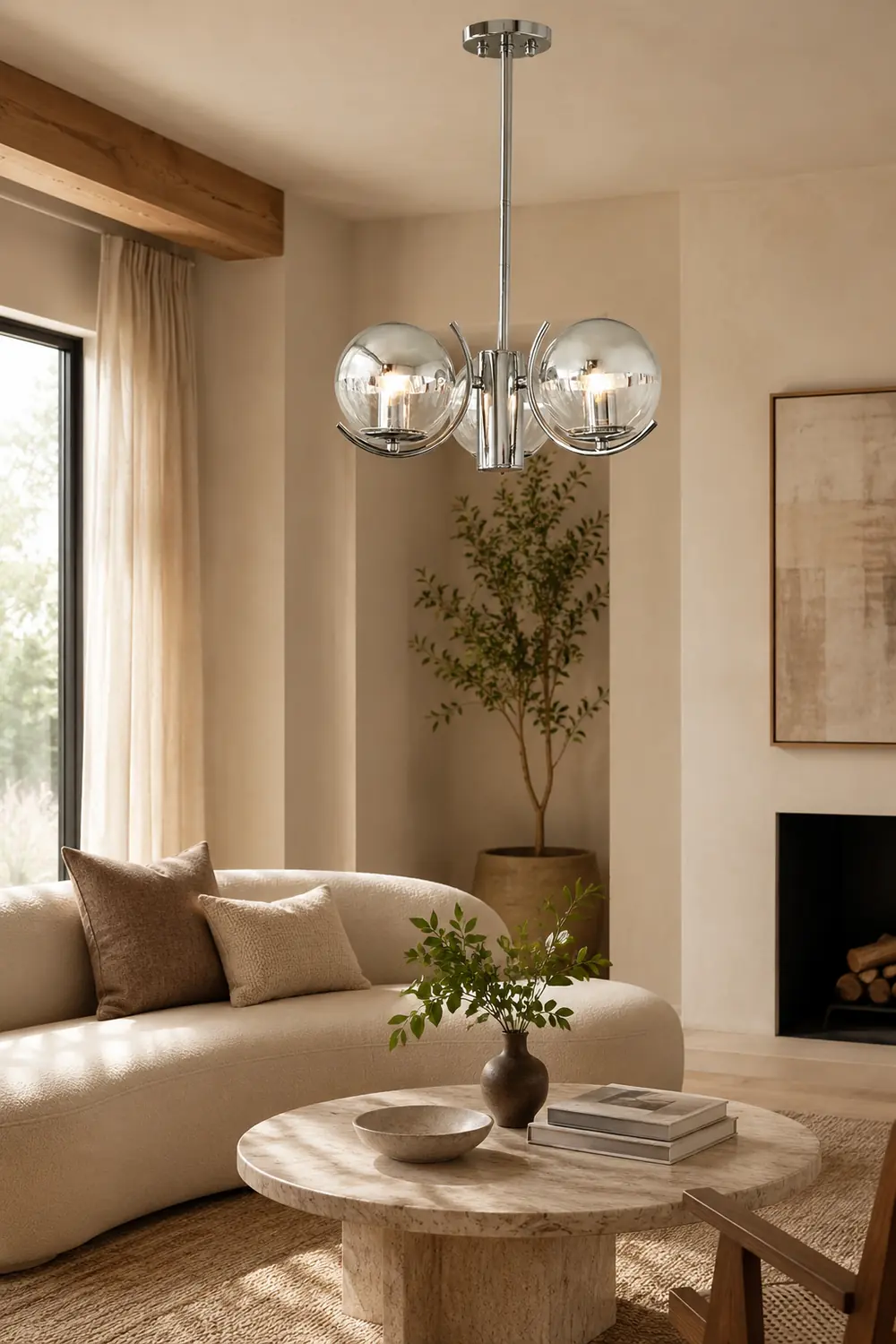 Modern Silver Glass Space Ball Chandelier - Lumpaz