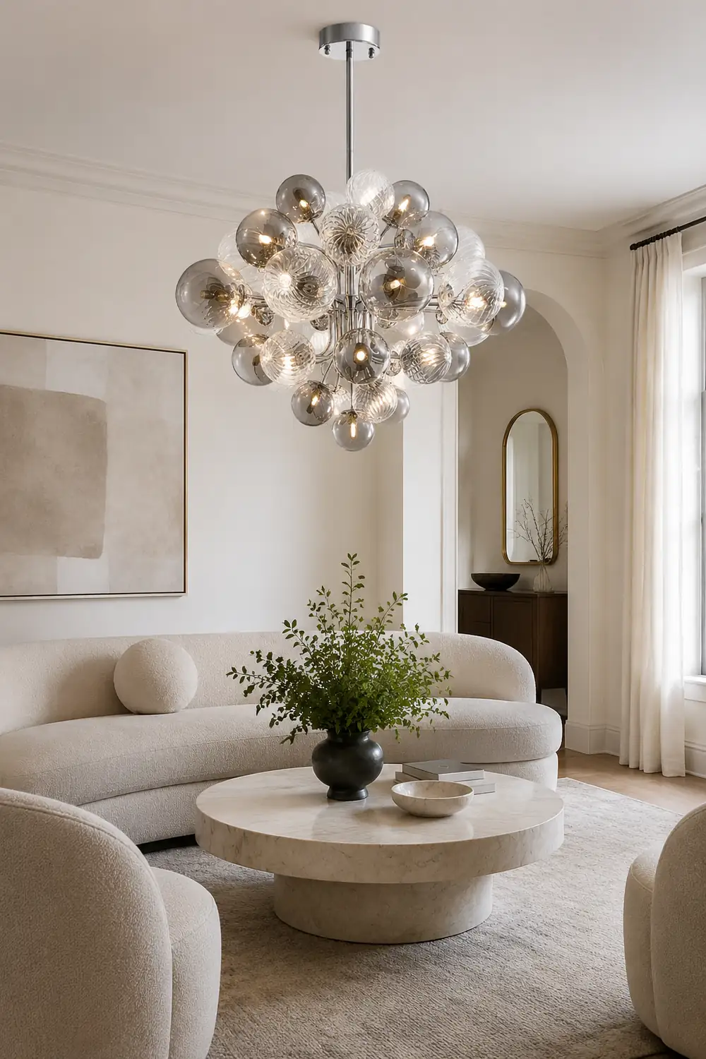 Contemporary Designer Cluster Bubble Glass Chandelier - Lumpaz