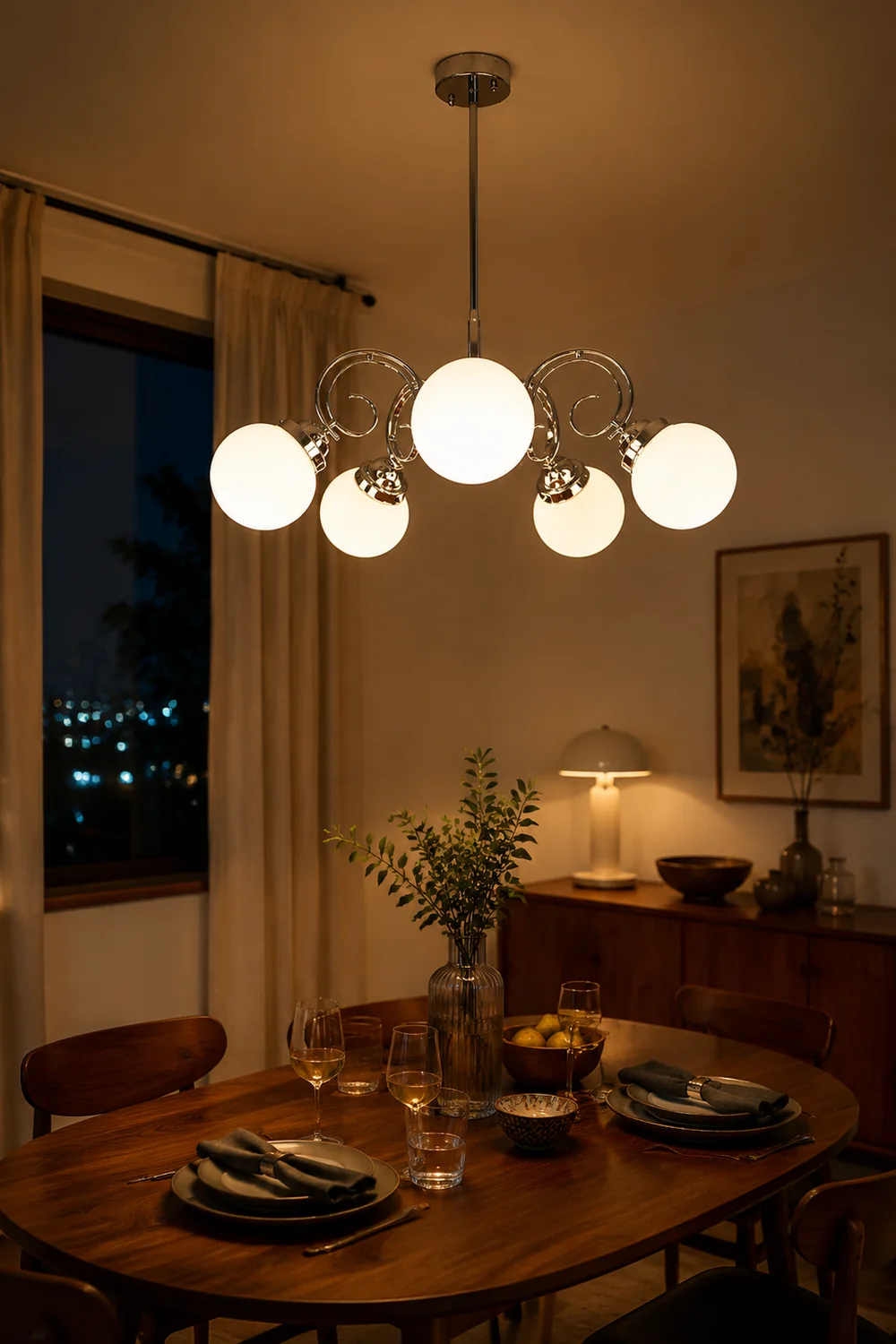 Vintage Kotter Cream Glass Chandelier - Lumpaz