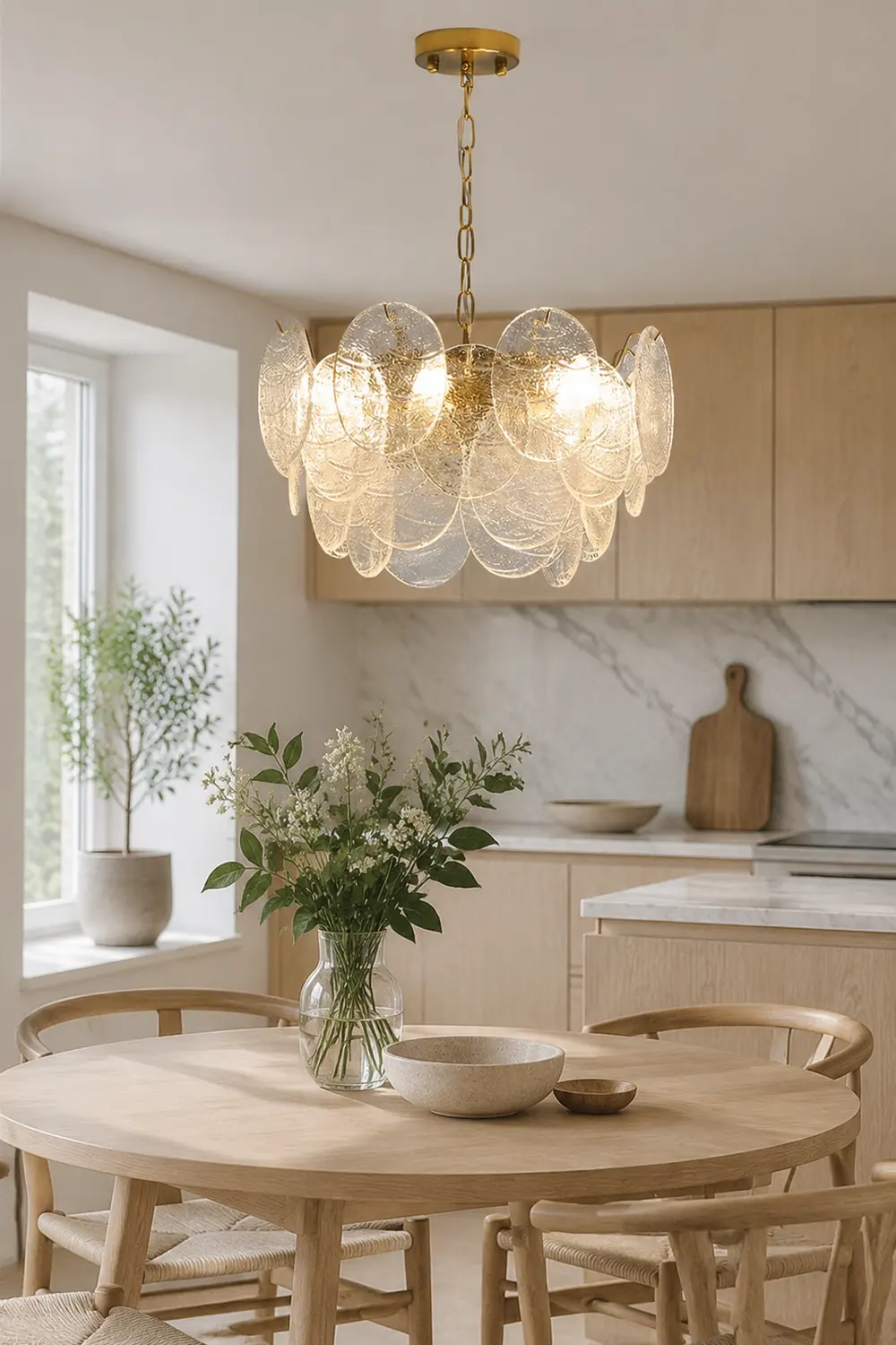 Glass Disc Pendant Light Large Ice Glass Chandelier - Lumpaz