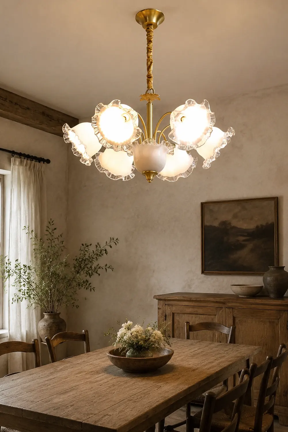 Large Flower Shape Copper Ceiling Chandelier - Lumpaz