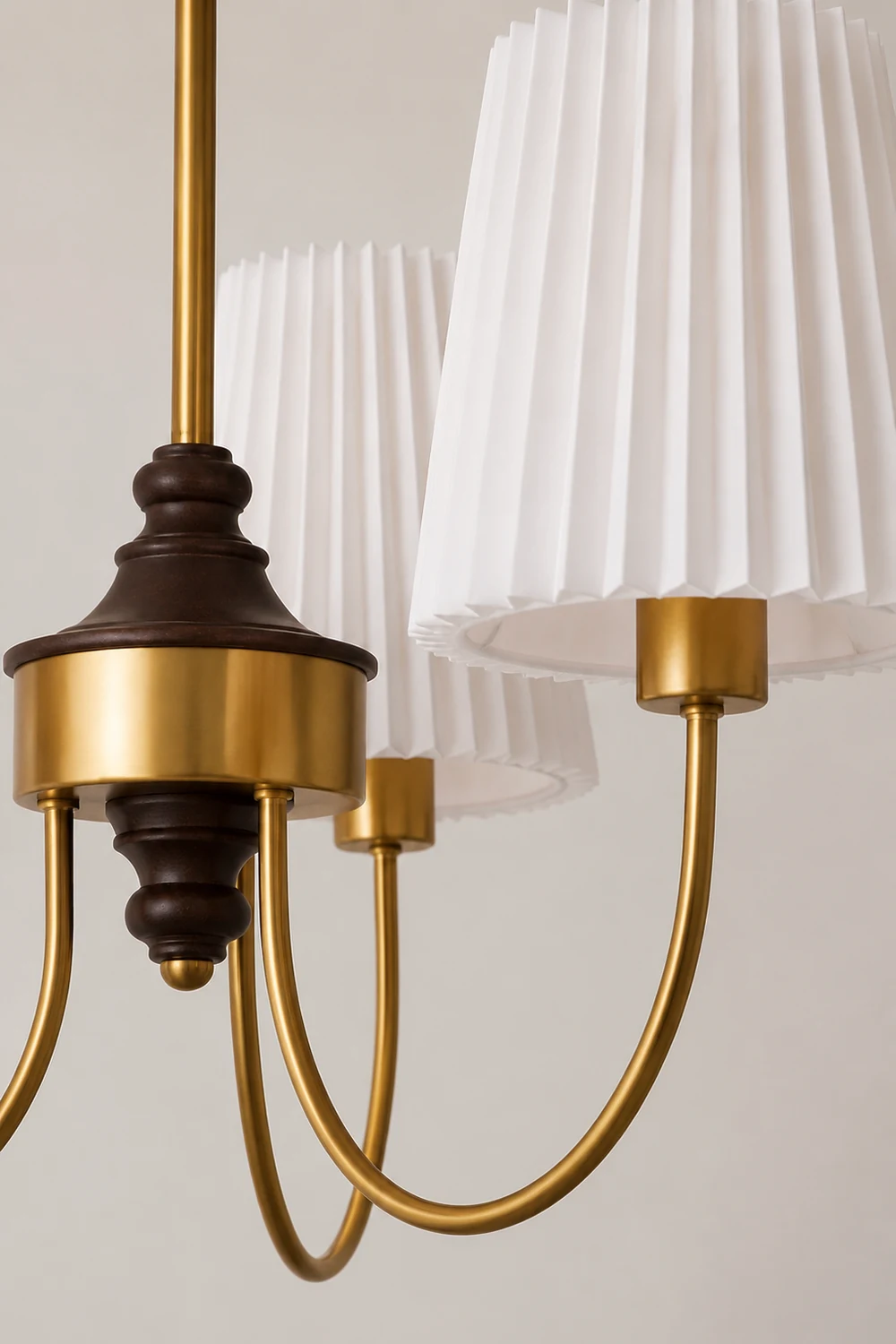 Vintage Pleated Pendant Lampshade Brass Dining Room Chandelier - Lumpaz
