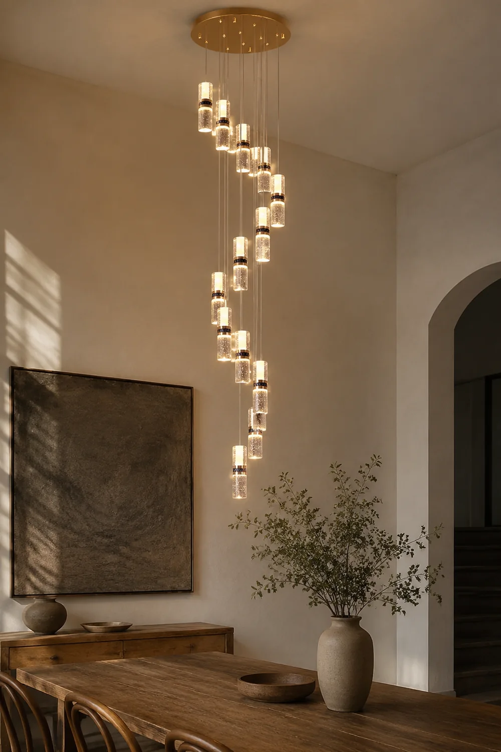 Luxury Crystal Staircase Long Chandelier - Lumpaz