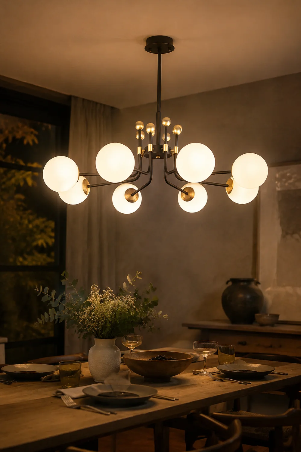 Black Gold Sputnik Chandelier Modern Pendant Light - Lumpaz