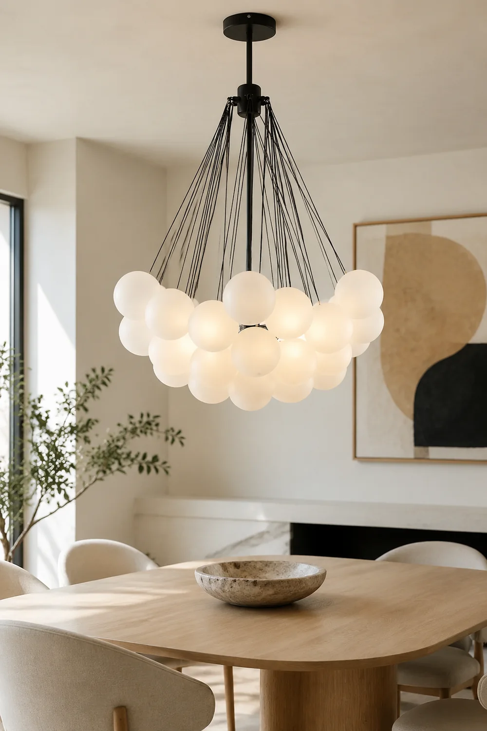 Bubble Chandelier Nordic Frosted Glass Ball Chandelier for Dining Room - Lumpaz