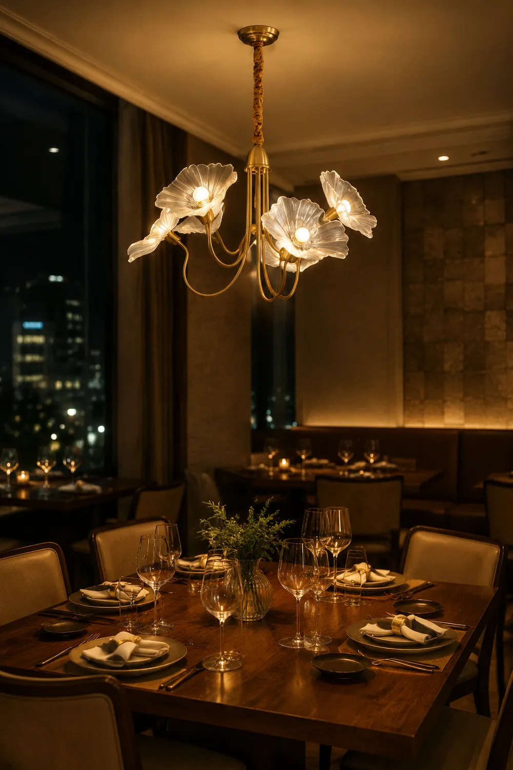 Modern Lotus Leaf Glass Living Room Chandelier - Lumpaz