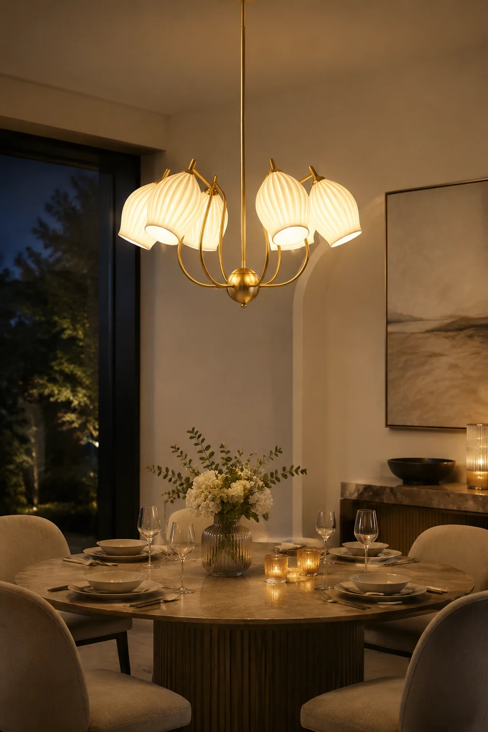 Modern Ceramics Flower shaped Warm Chandelier - Lumpaz