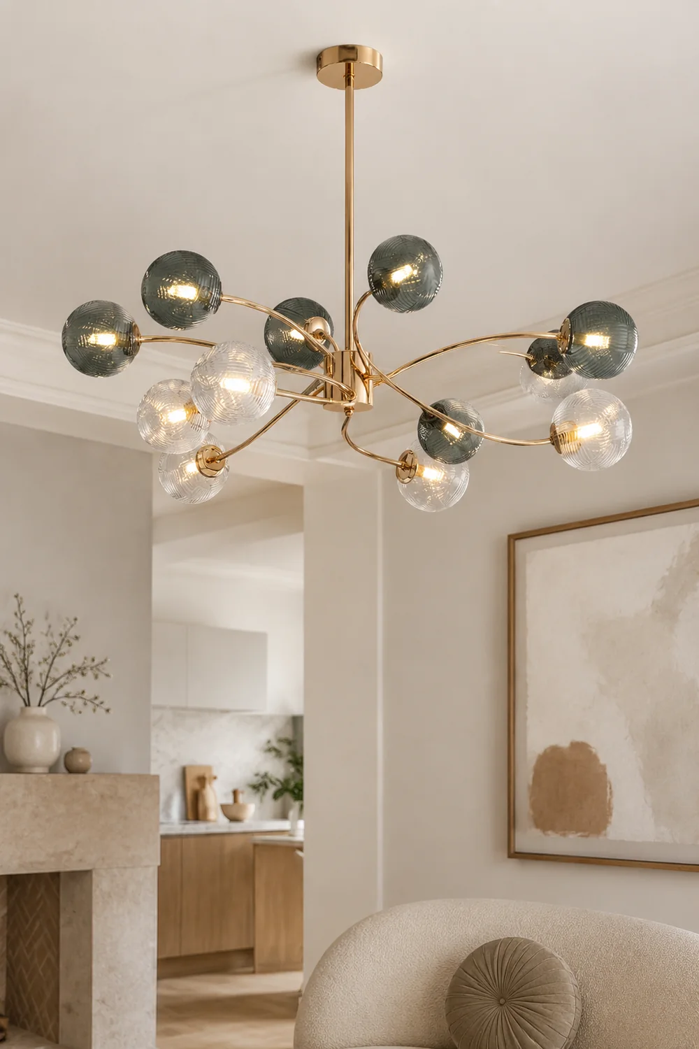 Modern Iron Glass Gold LED Pendant Farmhouse Ceiling Light - Lumpaz