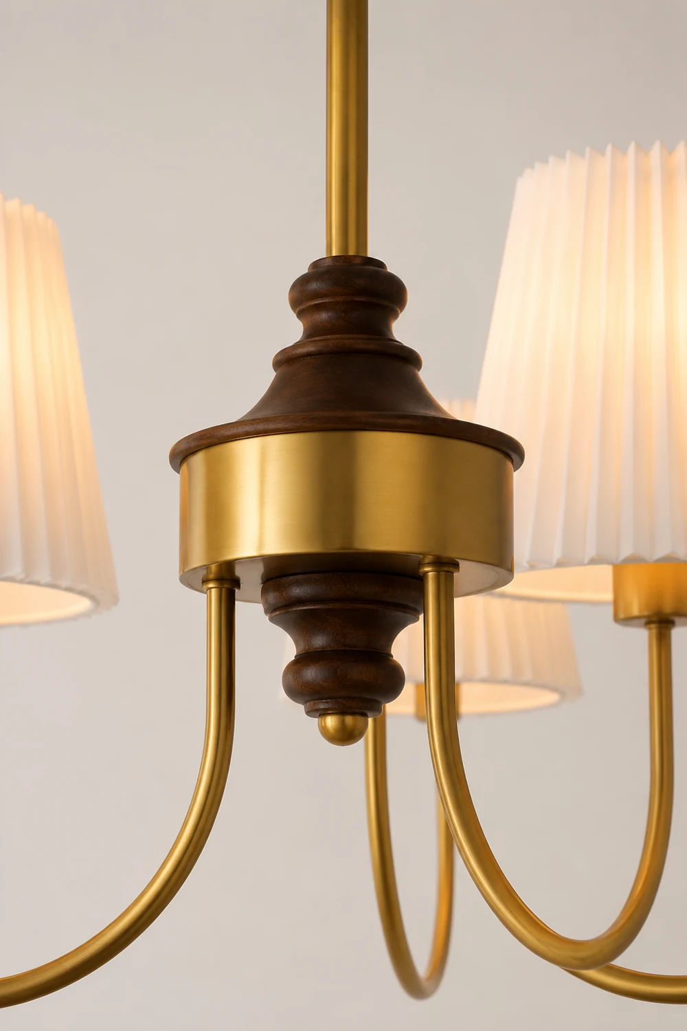 Vintage Pleated Pendant Lampshade Brass Dining Room Chandelier - Lumpaz