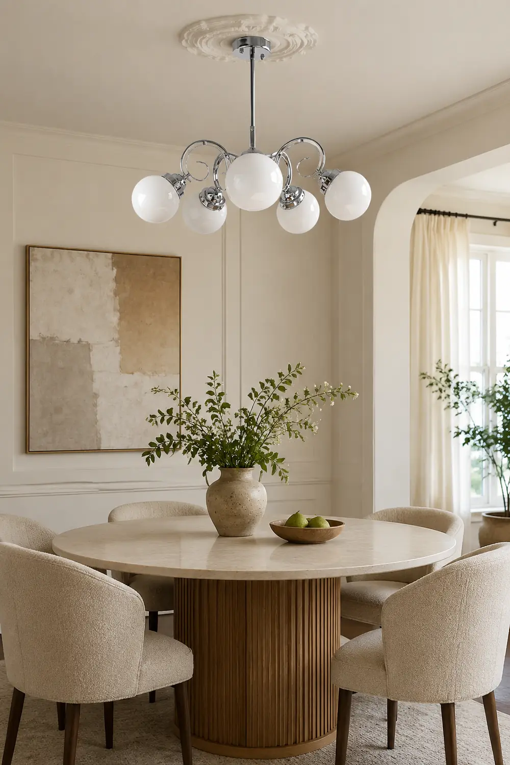 Vintage Kotter Cream Glass Chandelier - Lumpaz