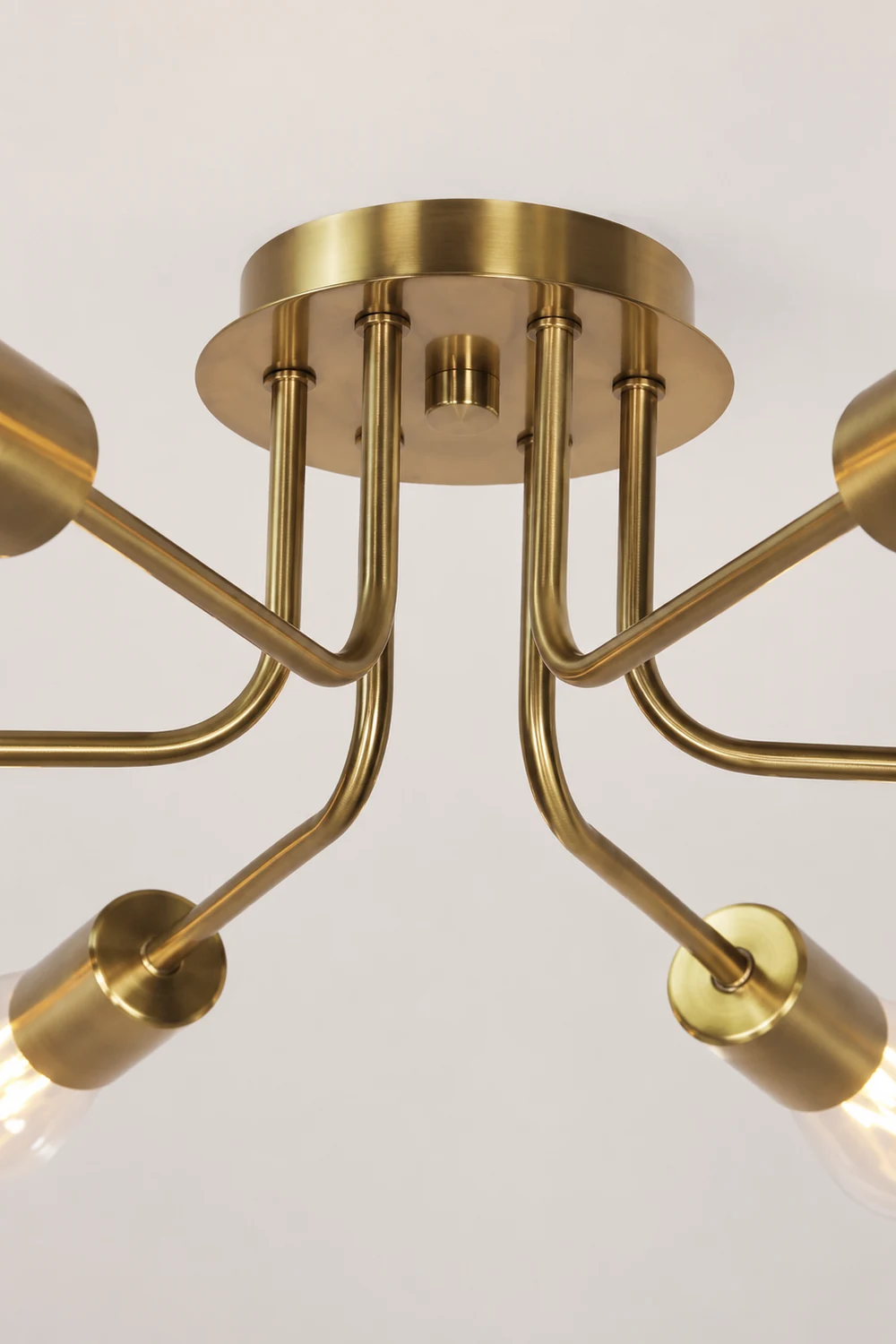 Modern 6-Light Gold Glass Semi Flush Chandelier - Lumpaz