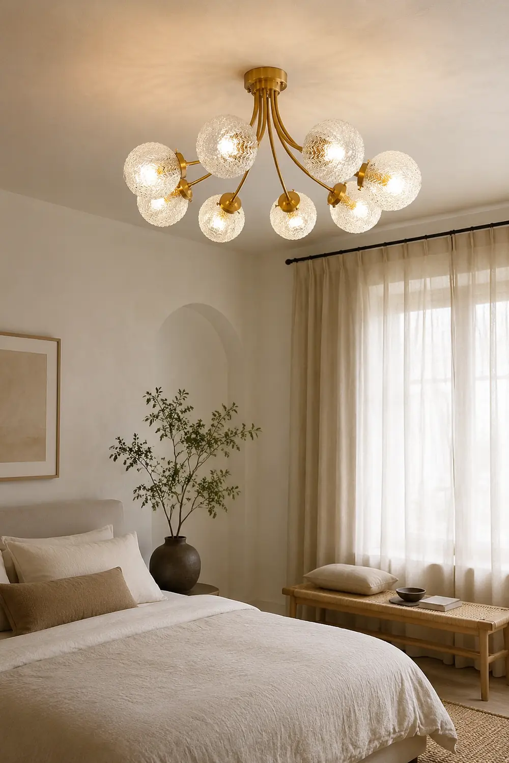 Mid Century Circle Metal Chandelier For Living Room - Lumpaz