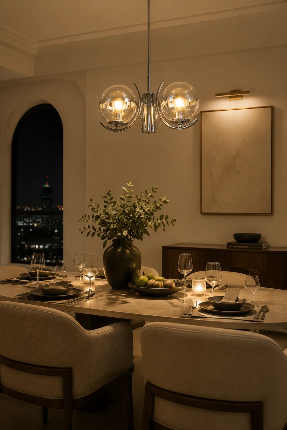 Modern Silver Glass Space Ball Chandelier - Lumpaz