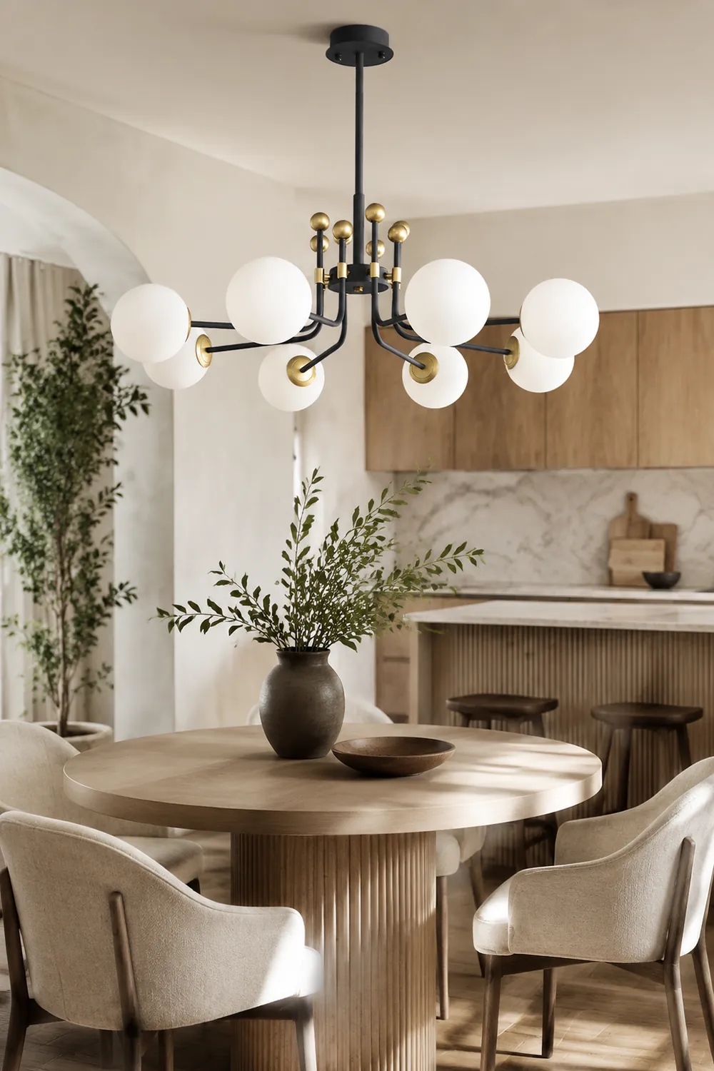Black Gold Sputnik Chandelier Modern Pendant Light - Lumpaz