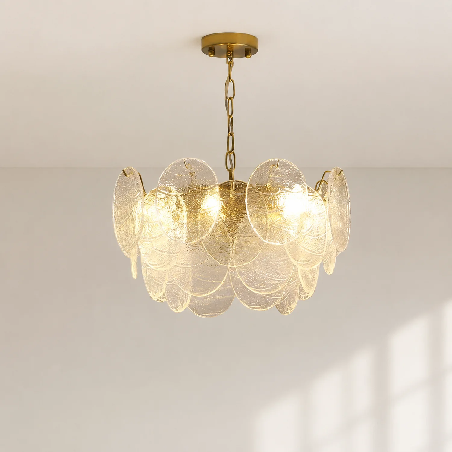 Glass Disc Pendant Light Large Ice Glass Chandelier - Lumpaz