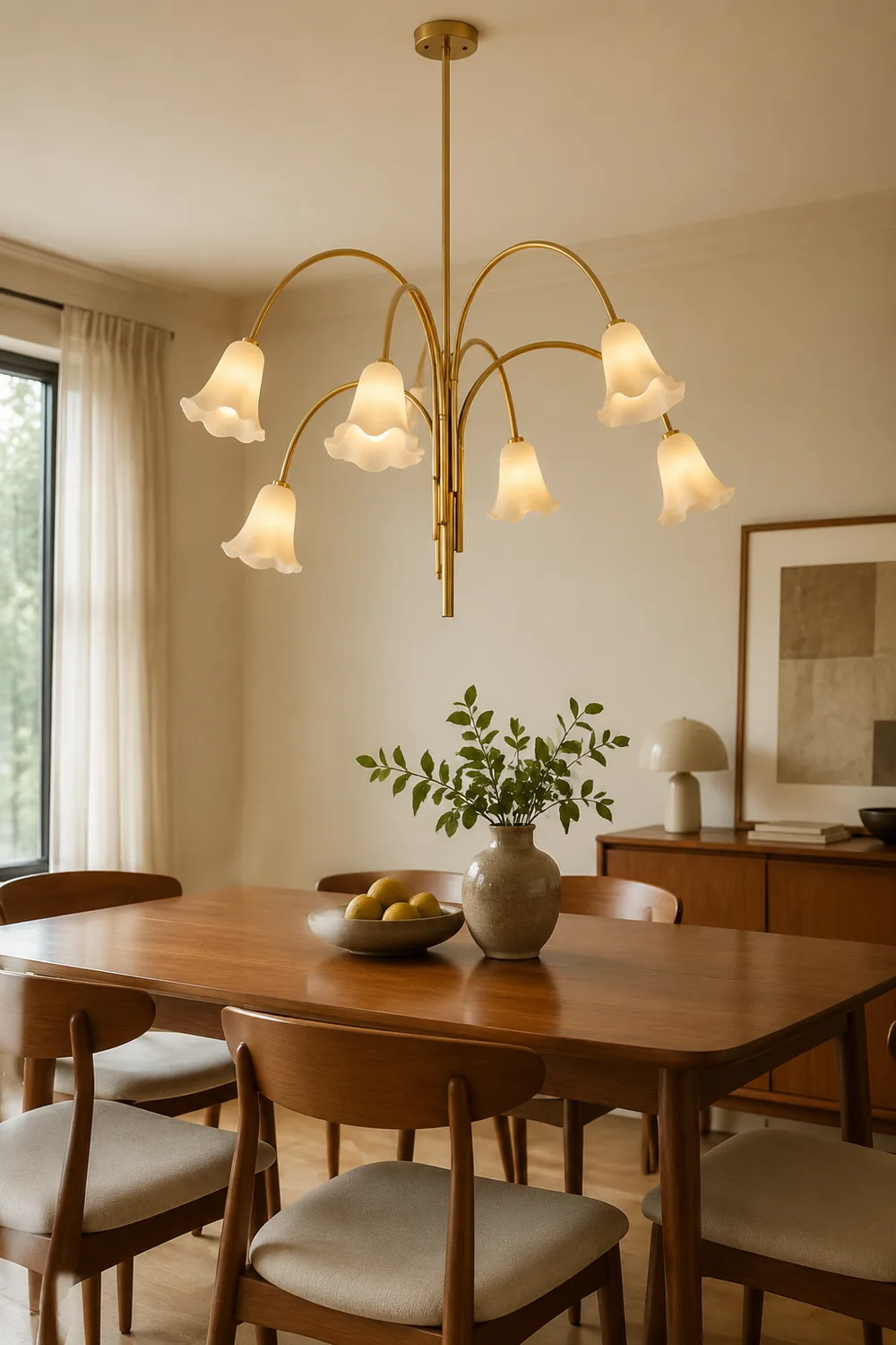 French Vintage Glass Flower Bedroom Chandelier Bauhaus Chandeliers - Lumpaz