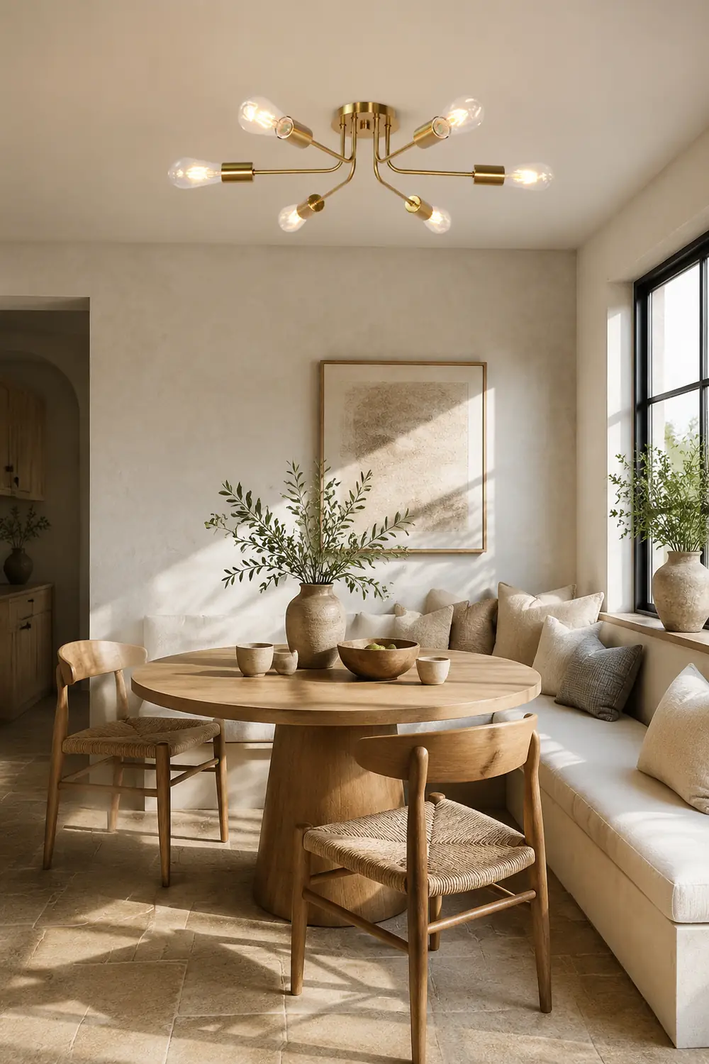 Modern 6-Light Gold Glass Semi Flush Chandelier - Lumpaz