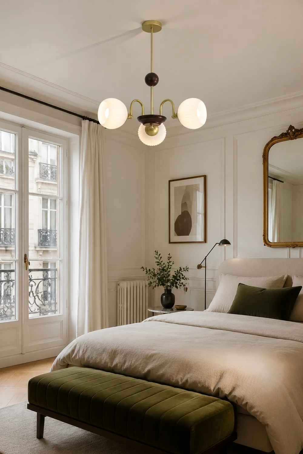 Contemporary Cream Ribbed Glass Chandelier - Lumpaz