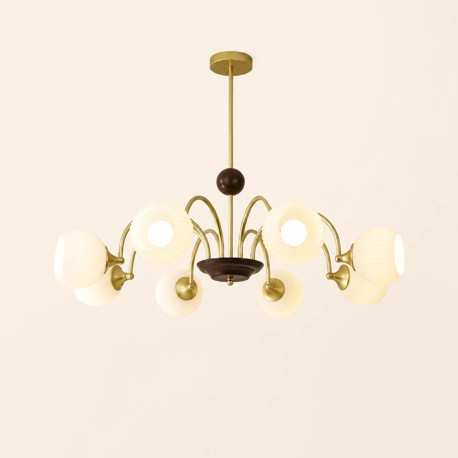 Contemporary Cream Ribbed Glass Chandelier - Lumpaz