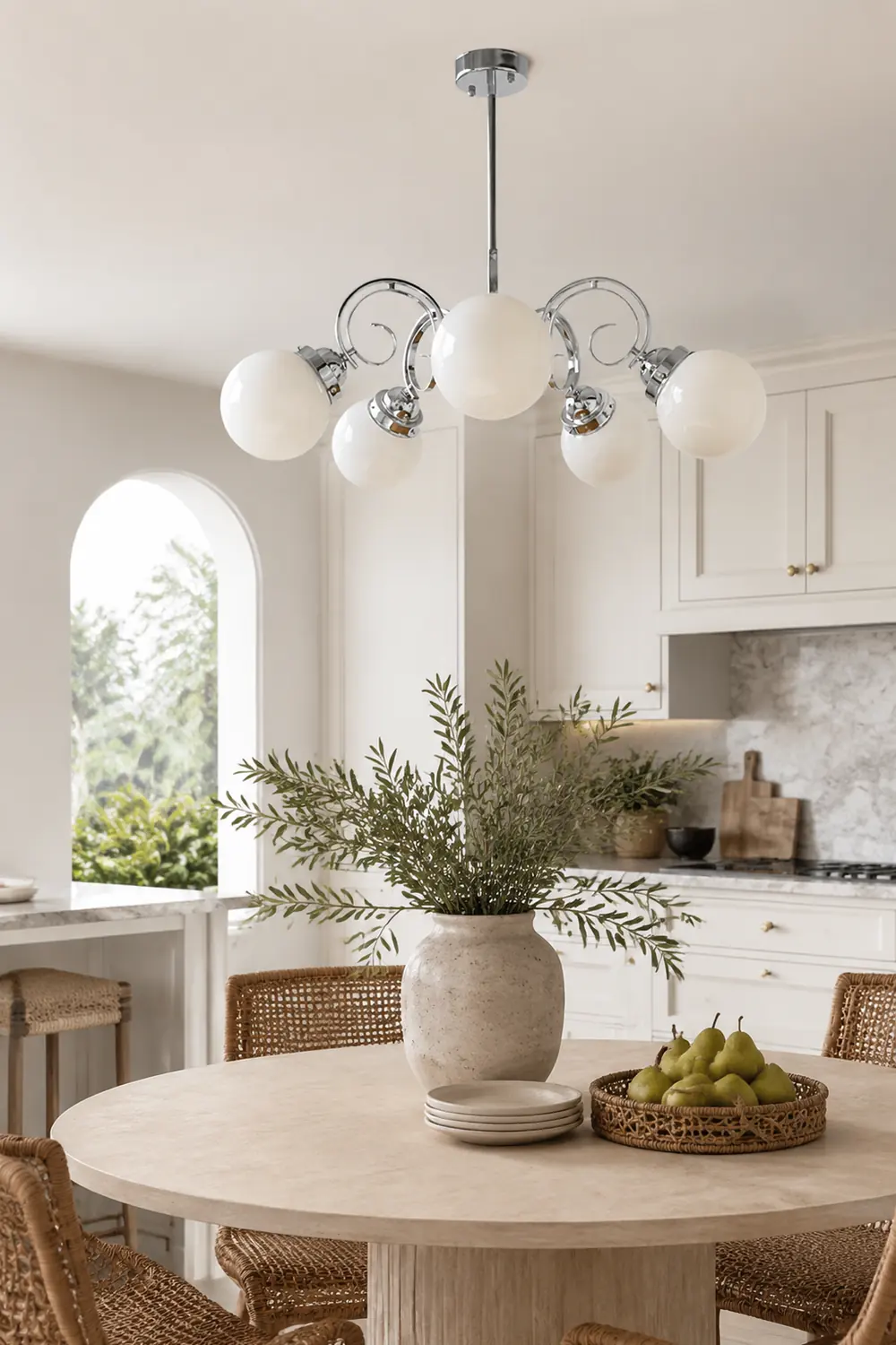 Vintage Kotter Cream Glass Chandelier - Lumpaz