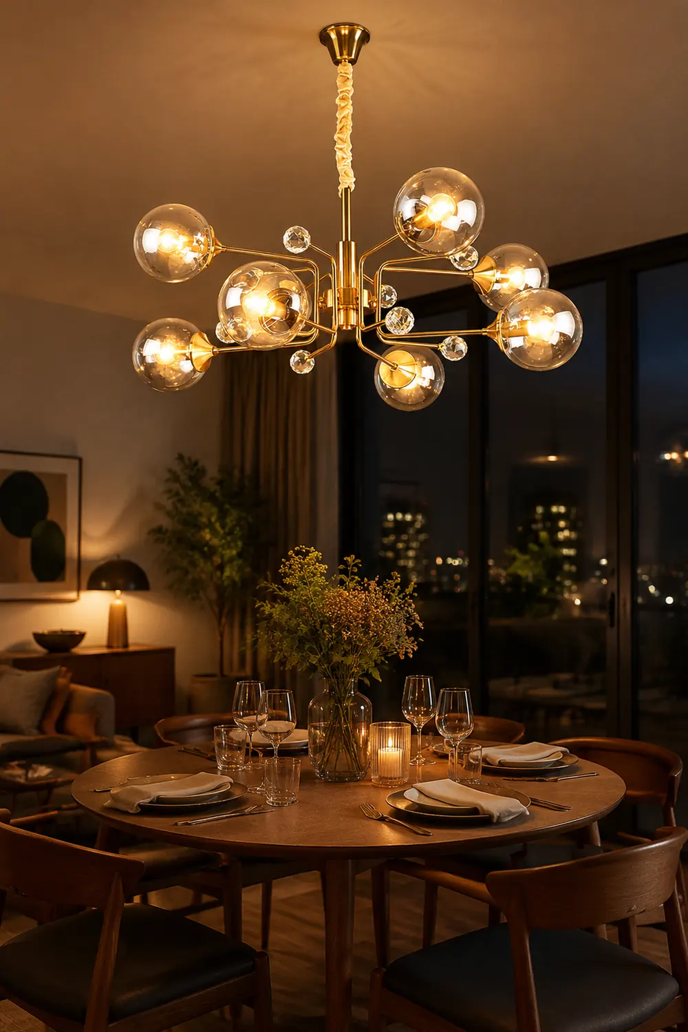 Gold Glass Modern LED chandelier - Lumpaz