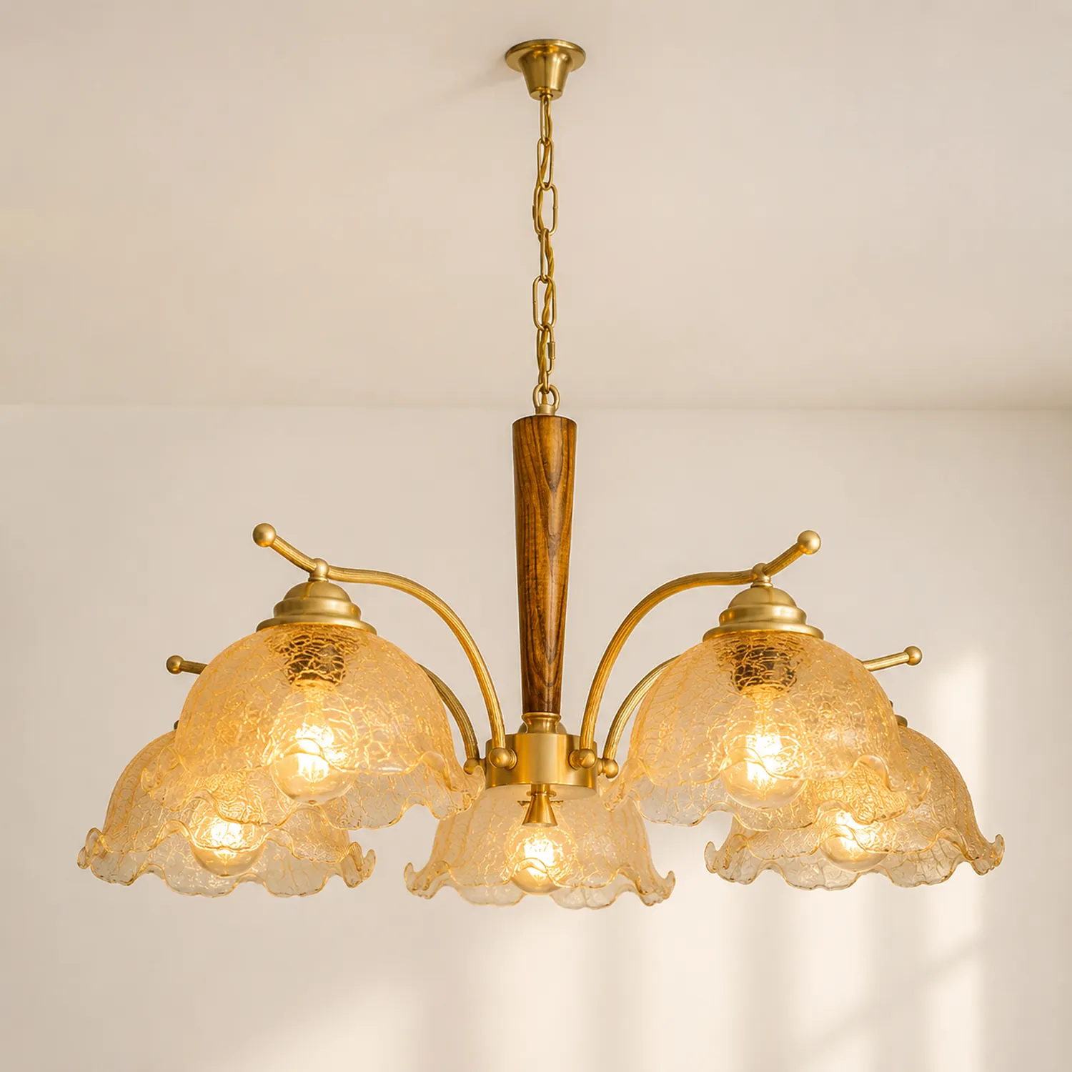 Mid Century Petals All Copper Log Glass Chandelier - Lumpaz