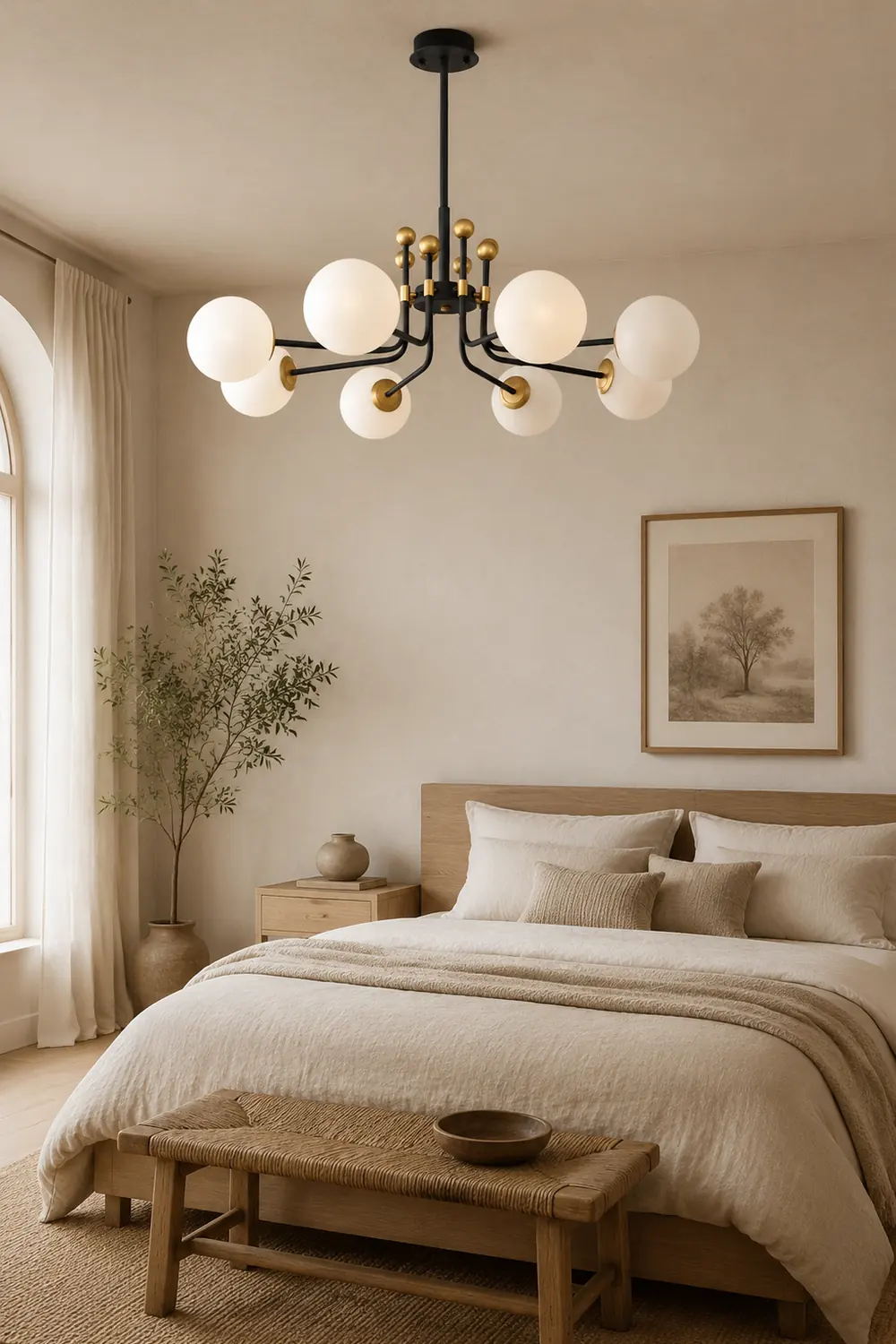 Black Gold Sputnik Chandelier Modern Pendant Light - Lumpaz