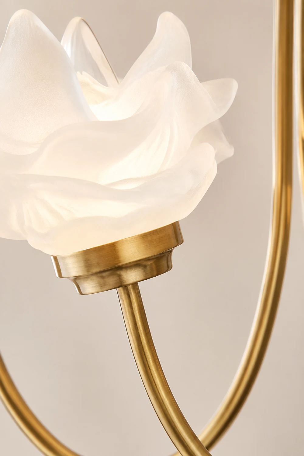 3 Heads French Simple Chandelier Vintage Rose Flower Glass Chandeliers - Lumpaz