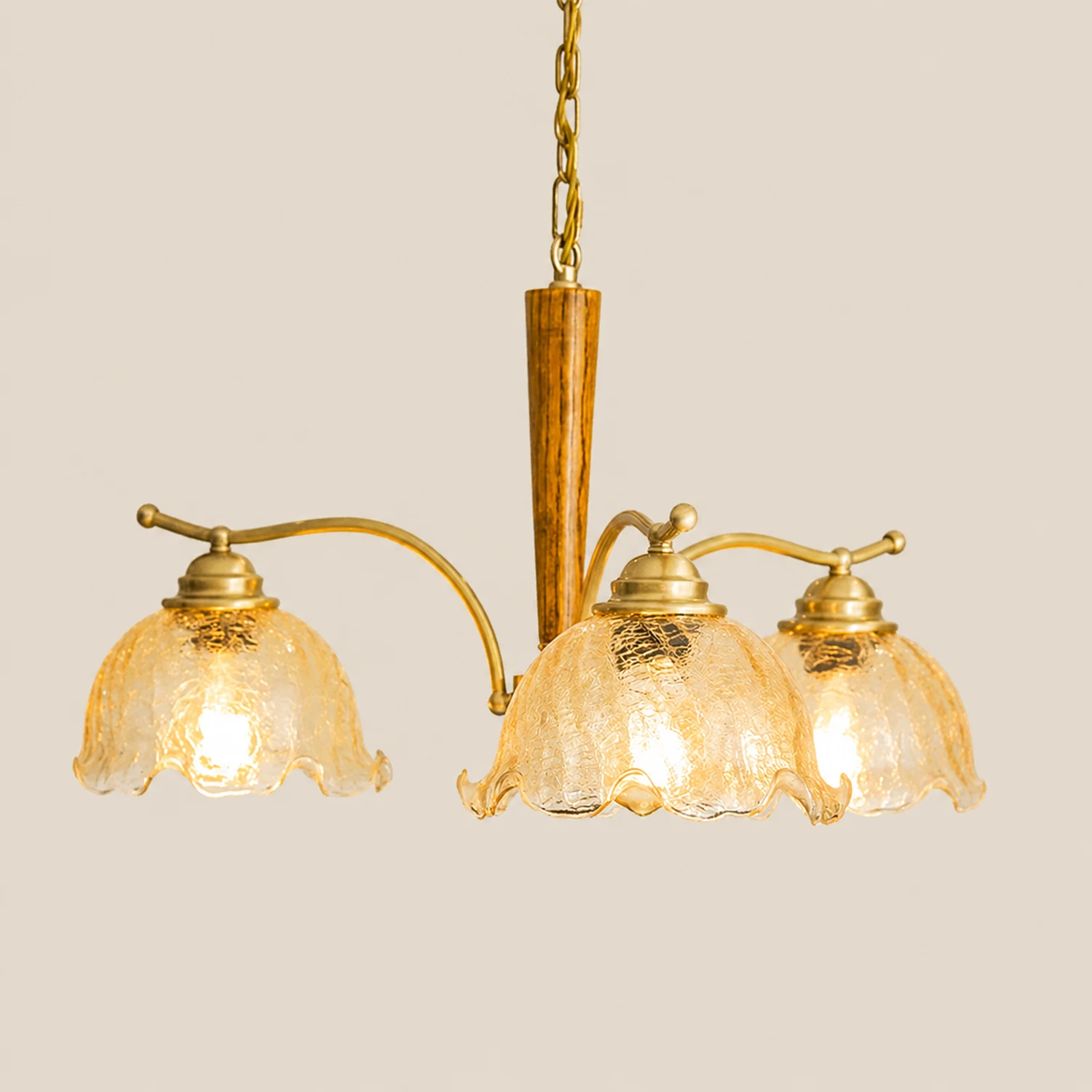 Mid Century Petals All Copper Log Glass Chandelier - Lumpaz