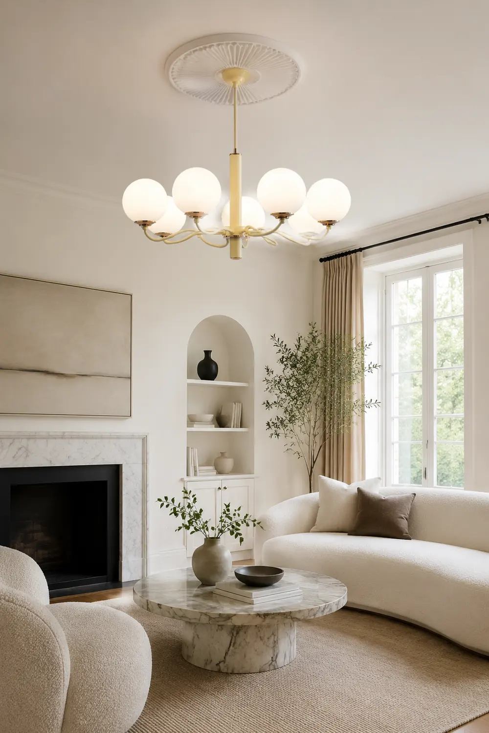Vinatge White Bubble Globe Chandelier - Lumpaz