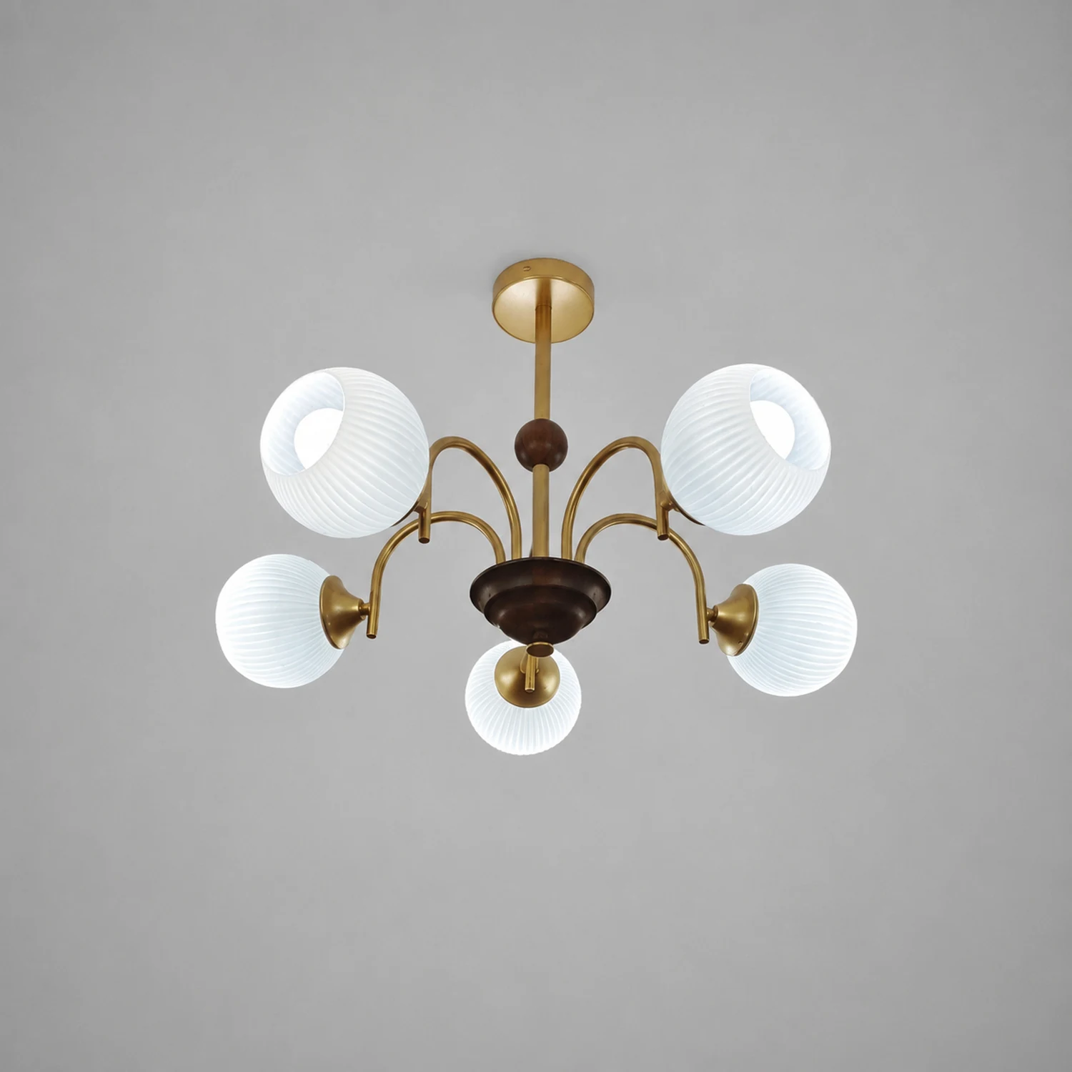 Contemporary Cream Ribbed Glass Chandelier - Lumpaz
