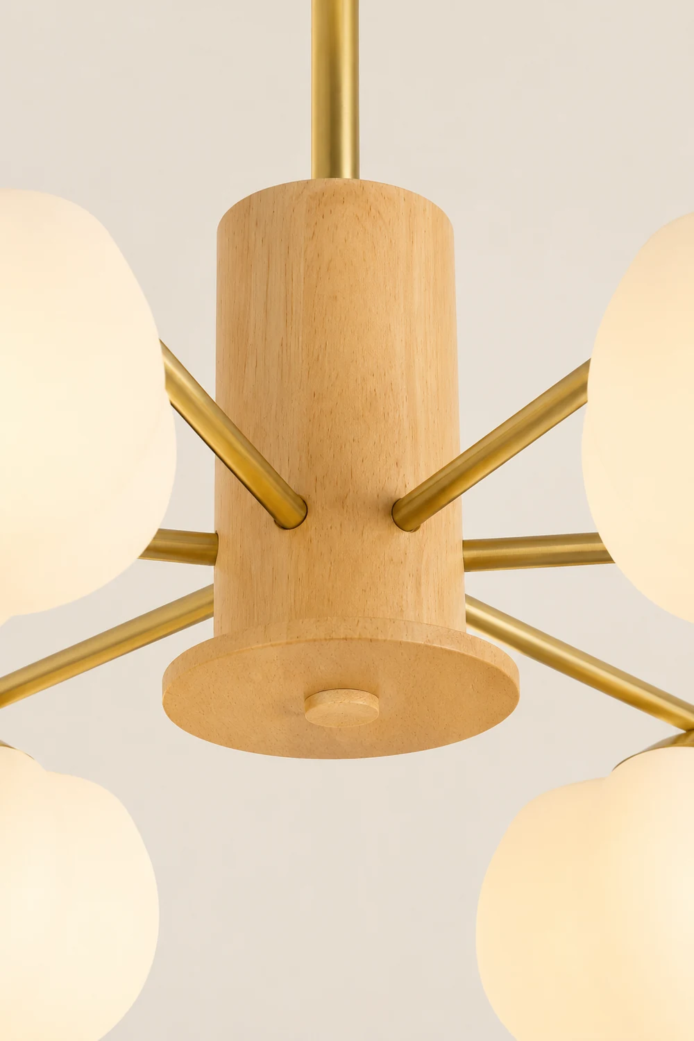 Cream Style Wooden Cotton Balls Chandelier For Living Room - Lumpaz