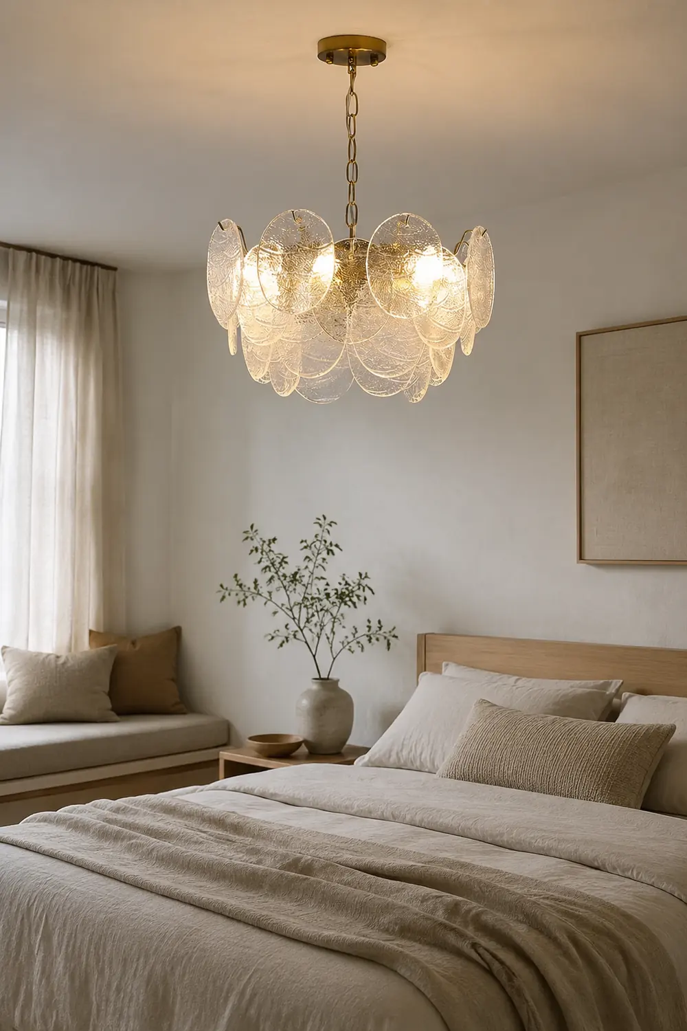 Glass Disc Pendant Light Large Ice Glass Chandelier - Lumpaz