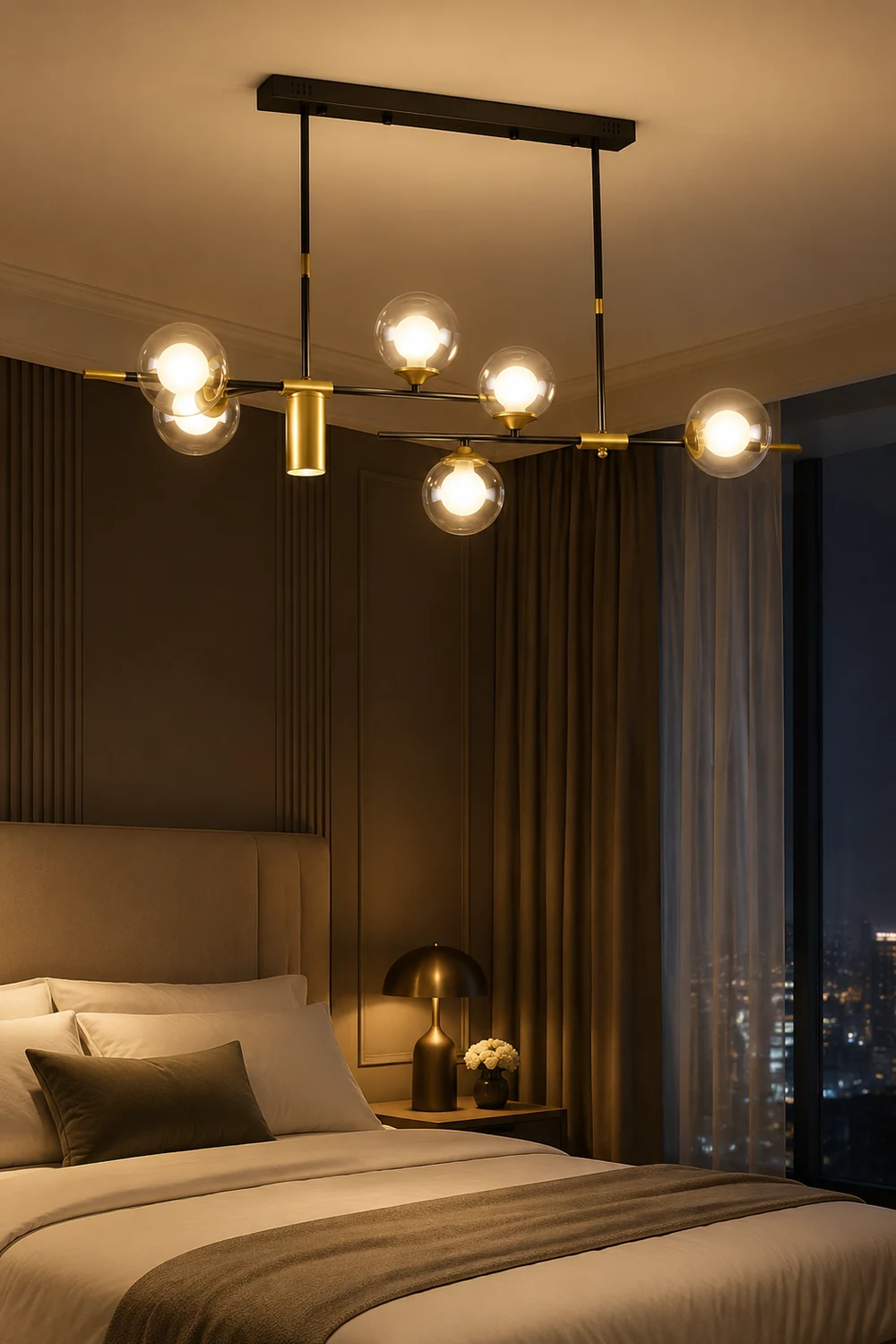 Brass Contemporary LED Chandelier Sputnik Chandelier 7-Light - Lumpaz