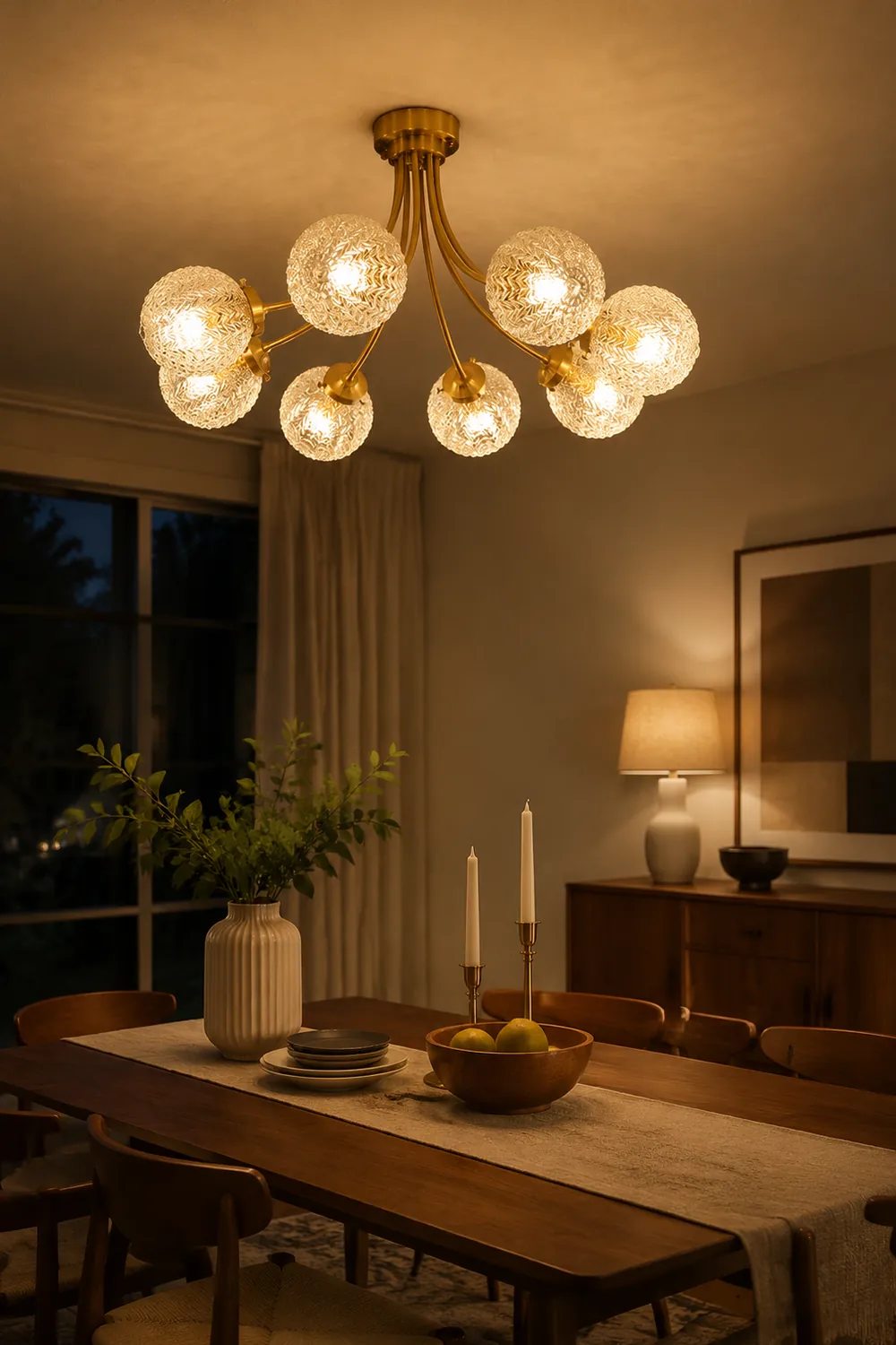Mid Century Circle Metal Chandelier For Living Room - Lumpaz