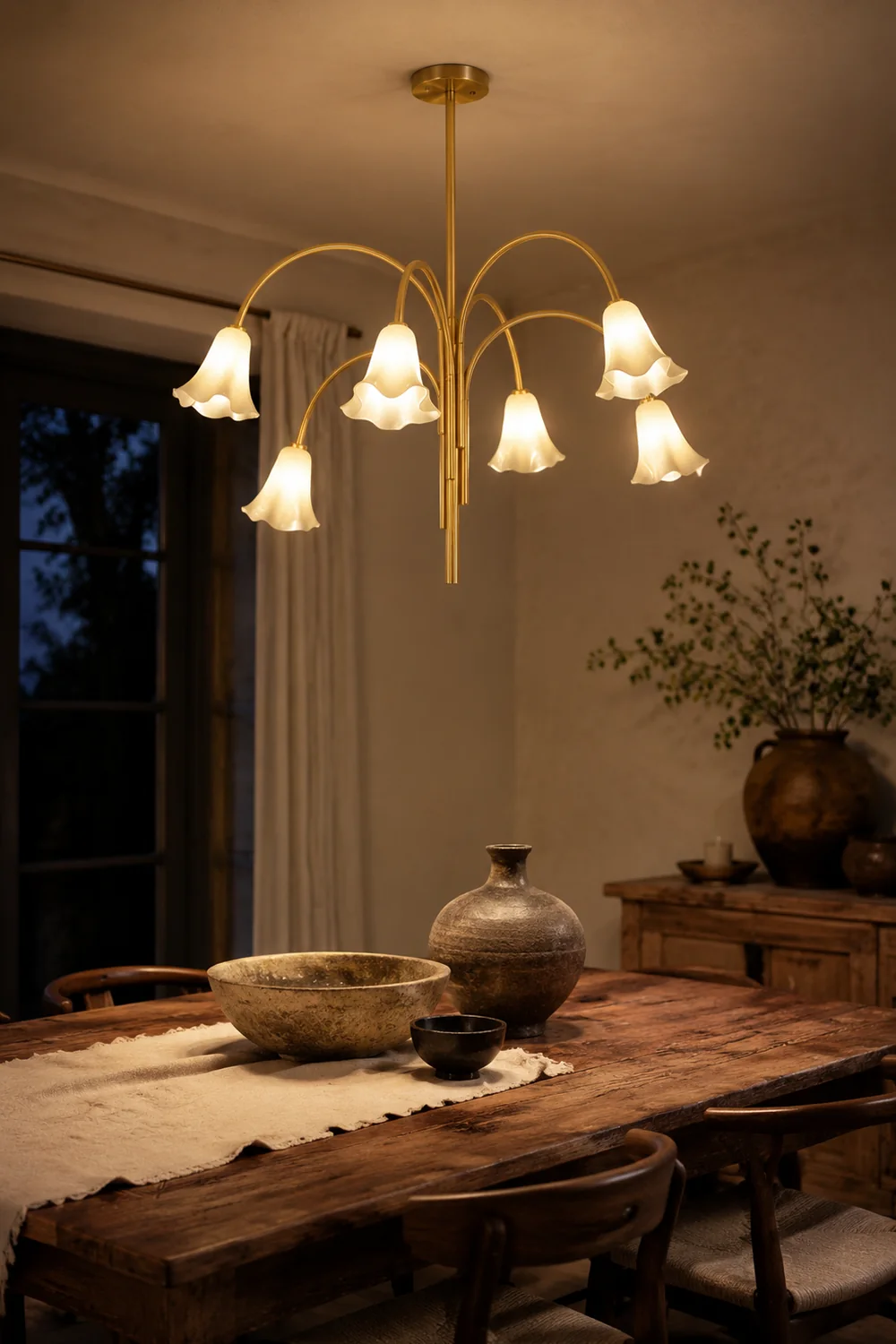 French Vintage Glass Flower Bedroom Chandelier Bauhaus Chandeliers - Lumpaz