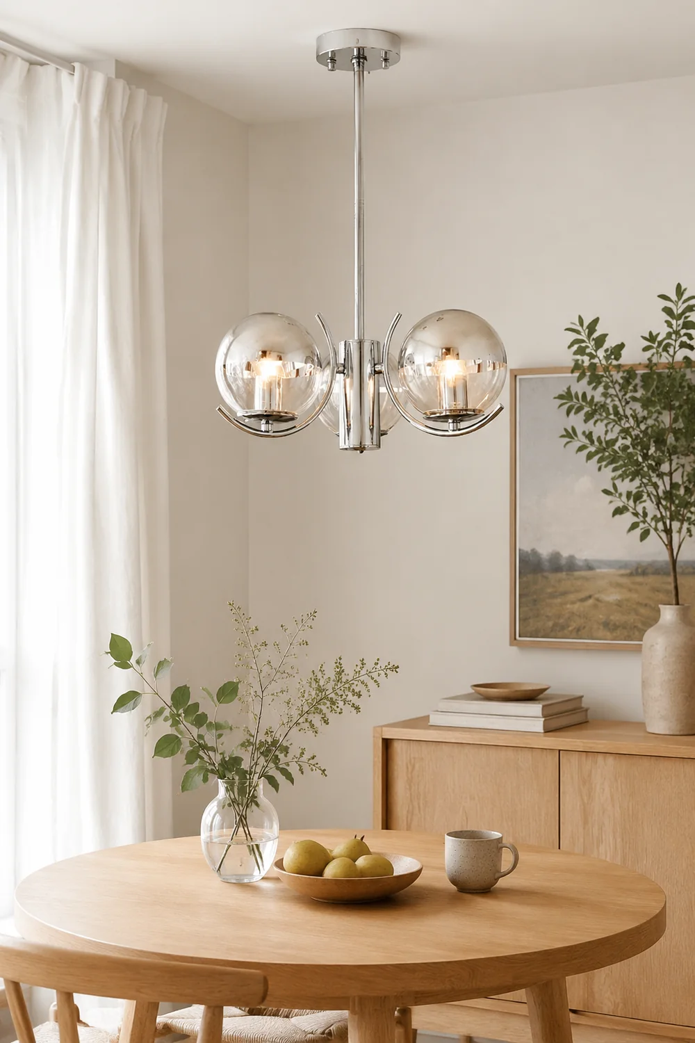 Modern Silver Glass Space Ball Chandelier - Lumpaz