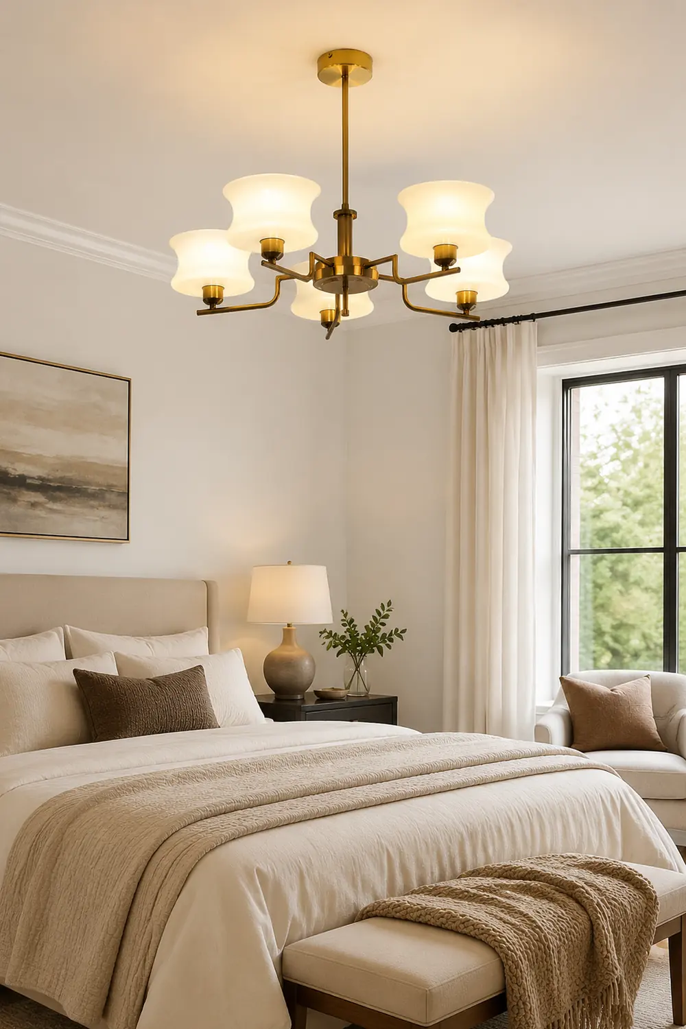 Nordic Belue Brass Glass Chandelier For Dining Room - Lumpaz